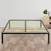 Spinal Sleep, 14 Inch Metal Platform Bed Frames with Wood Slat Support / No Box Spring Needed, Twin, Black