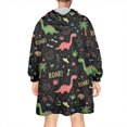 thumbnail image 2 of Wearable Oversized Blanket,Black Cartoon Dinosaurs Roar Pattern Wearable Blanket Hoodie for Adults,Cozy Hooded Blankets with Super Pockets,Super Warm Fuzzy Pullover for Women & Men, 2 of 6
