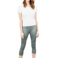 thumbnail image 2 of Juniors Active Basic Stretch Capri Length Yoga Workout Leggings (Dark Sage, S), 2 of 5