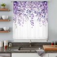 thumbnail image 5 of Purple Eucalyptus Leaves Sheer Curtains 45 Inches Long, Spring Floral Summer Botanical Light Filering Curtains, Breathable Simi Curtain Privacy Drapes for Kitchen Bathroom Small Window Treatment, 5 of 9