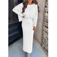 thumbnail image 3 of Conjunto de Dos Piezas PRETTYGARDEN Blusa de Manga Larga y Falda Larga Blanca Talla S, 3 of 4