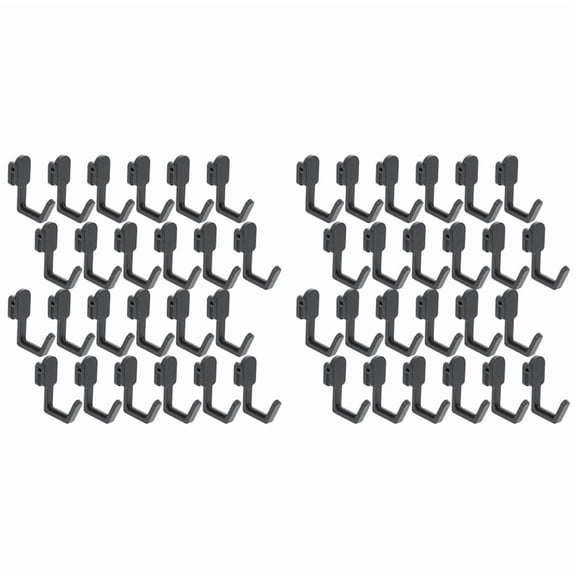 48Pcs Pegboard Hooks J Shape Pegboard Hook Peg Board Tool Organizer Accessories, Black