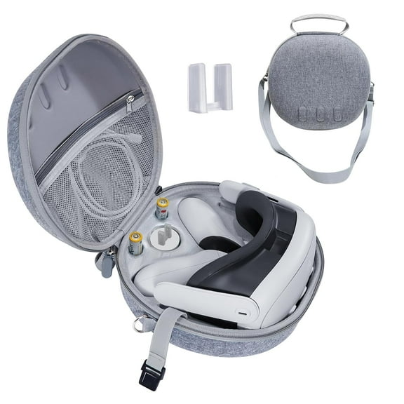 Uberwith Hard Case Compatible with Meta Oculus Quest 3 VR Gaming Headset&Touch Controllers,Waterproof Shockproof Carrying Bag with Mesh Pocket for Travel and Home Storage Case (Grey)