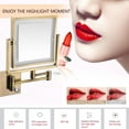 thumbnail image 3 of Square Lighted Makeup Mirror Wall Mount With Magnification, 1/3X Brass Zirconium Gold Magnifying Mirror Wall Mounted,Touch Stepless Dimming LED Lighted Makeup Mirror,Hardwired,Rose Gold,Rosegold, 3 of 6