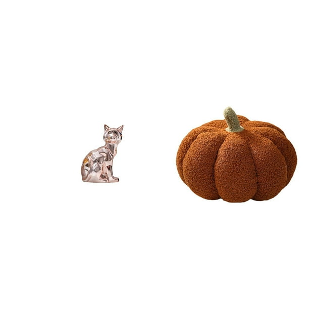 Adorno De Peluche Con Forma De Gato Y Calabaza Para Chimenea, Sofá O Cojín. Decoración De Dormitorio. Figura De Arte Animal Para Halloween.