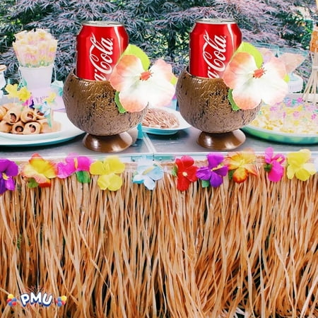 PMU Luau Party Coconut Can Cup Holder with Flower Party Decoration and Tableware Accessory (1/pkg)Pkg/1