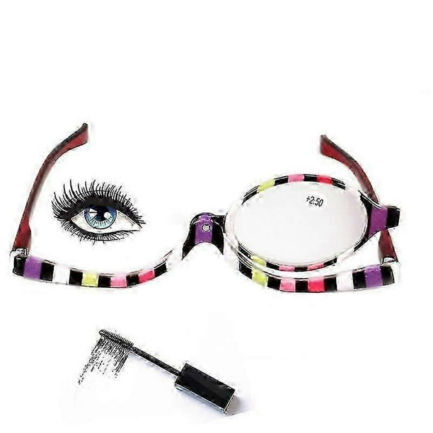 2 Pack Magnifying Makeup Glasses Eye Make Up Spectacles Flip Down Lens Folding Cosmetic Womens Reading Glasses +2.50