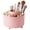 Pink, variant on 360° Rotating Makeup Brush Organizer with Gold Feet, Partitioned Cosmetic Storage Holder, Desktop Vanity Organizer for Brushes, Skincare, & Pens - Pink