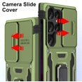 thumbnail image 2 of Samsung Galaxy S24 Ultra Case with Slide Camera Cover Shockproof Phone Case with 360°Rotate Magnetic Ring Stand for Galaxy S24 Ultra 6.8 inch - Green, 2 of 14