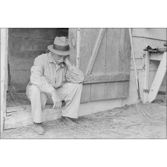 24"x36" Gallery Poster, Farmer in despair over the great depression in 1932