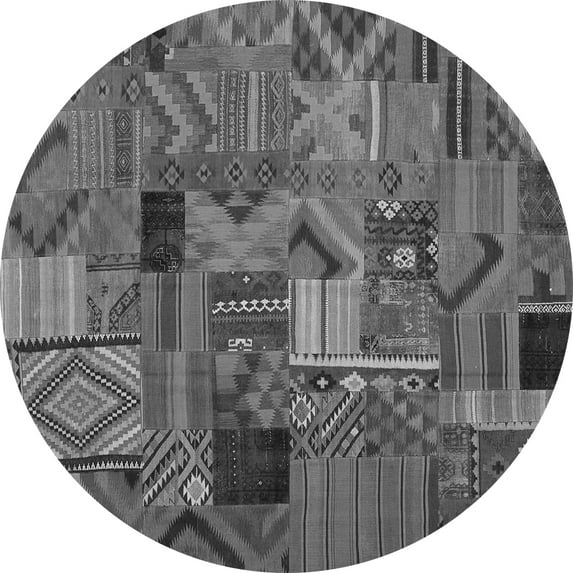Ahgly Company Indoor Round Patchwork Gray Transitional Area Rugs, 3' Round