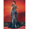 thumbnail image 3 of AURA Plus Size Sequin V Neck Evening Gown Short Sleeve Elegant Formal Cocktail Party Maxi Dress for Women, 3 of 3