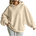 thumbnail image 2 of Edvintorg Oversized Hoodies for Women Solid Color Long Sleeve Casual Pullover Top Hooded Sweatshirt Clothes for Women Khaki S-2XL, 2 of 9