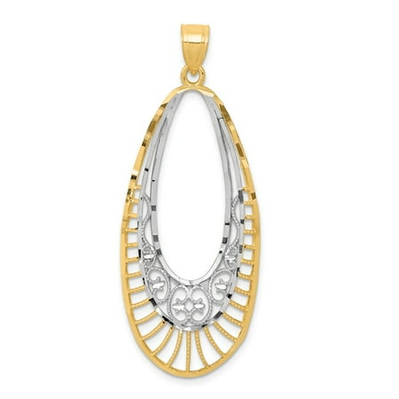 14k Yellow Gold & Rhodium-plated Oval Pendant