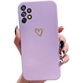 thumbnail image 2 of Compatible for Samsung Galaxy A32 5G Case(Not fit A32 4G), Plating Love Phone Case, Cute Gold Heart Pattern Soft Shockproof Protective Liquid Silicone TPU Case for Girls Women Men - Purple, 2 of 5