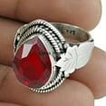 thumbnail image 2 of Garnet Natural Healing Gemstone Faceted Pear Ring, Pure 925 Sterling Silver Statement Ring, Beautiful Handcrafted Jewelry, Amazing January Birthstone Ring, 2 of 3