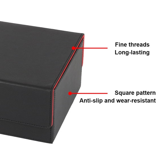 Langgg Boîte de Cartes de Jeu en Cuir PU Étui de Rangement de Collection Grande Capacité Support d'Organisation Accessoires Enfants Adultes Noir Rouge