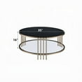 thumbnail image 4 of Abio Coffee Table, 35 Inch, Round Sintered Stone Top, Black and Gold, 4 of 5