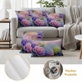 thumbnail image 6 of Pink Purple Flower Pillow Covers 2 Pack Hydrangea Leaf Gradient Watercolor Vintage Pillowcase Waterproof Outdoor Throw Pillow Cover for Patio Garden Square Cushion 20”x20”, 6 of 9