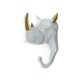 thumbnail image 2 of Cateissary Gancho de cabeza de elefante de resina elegante, funcional y decorativo, gancho para abrigos con cabeza de Animal Decoración del hogar Oro blanco (rinoceronte), 2 of 6