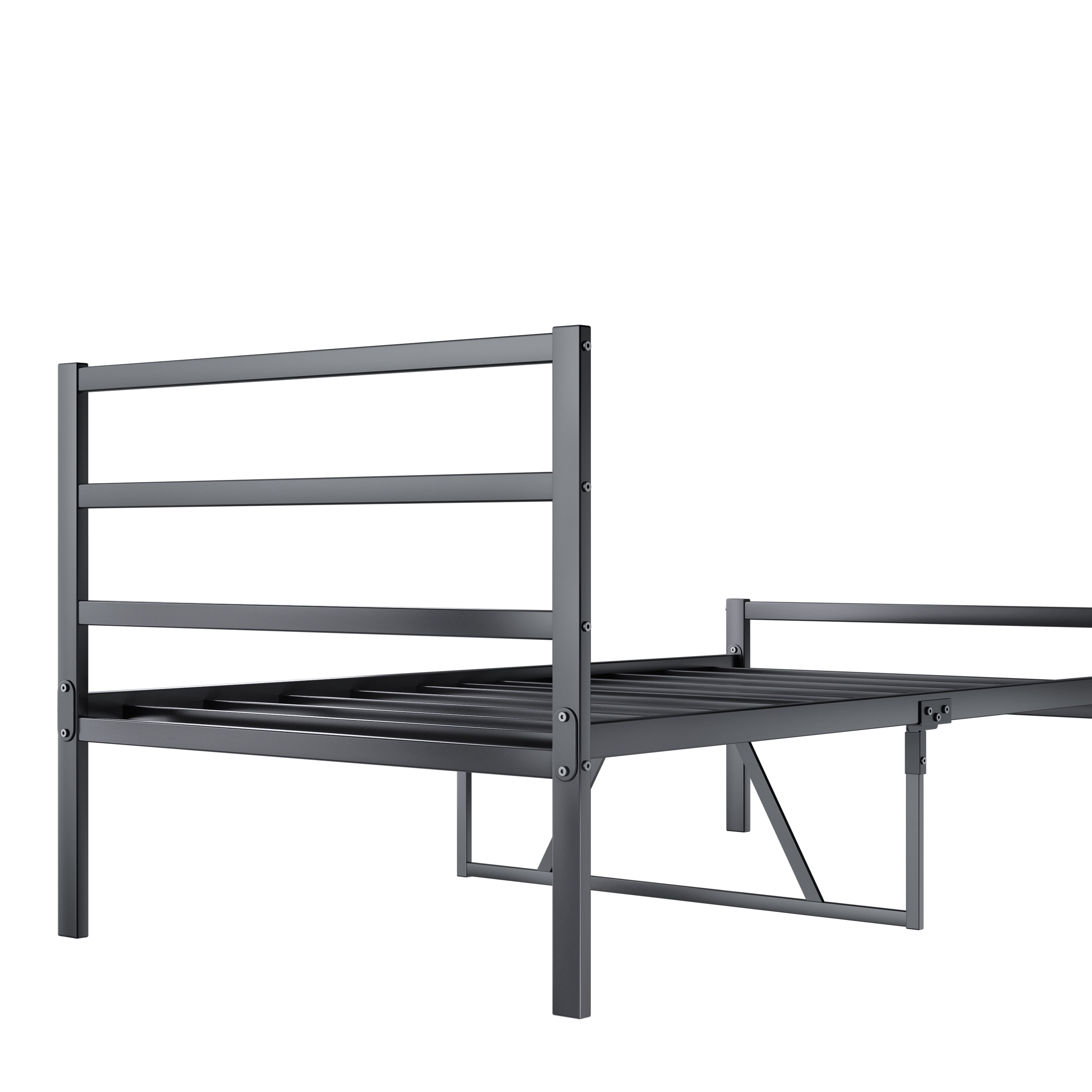 Twin Size Bed Frame, Metal Platform Bed w/Headboard, Large Under Bed Storage Space, No Box Spring Needed