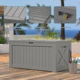 thumbnail image 4 of Patiowell 120 Gallon Large Deck Box, Outdoor Lockable Storage Box for Gardening Tools, Waterproof Deck Box for Patio Furniture, Grey, 4 of 8
