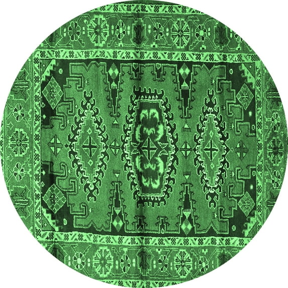Ahgly Company Indoor Round Persian Emerald Green Traditional Area Rugs, 4' Round
