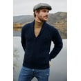 thumbnail image 2 of SAOL 100% Merino Wool Men's Zipper Cable Knit Cardigan Sweater Made in Ireland, 2 of 3