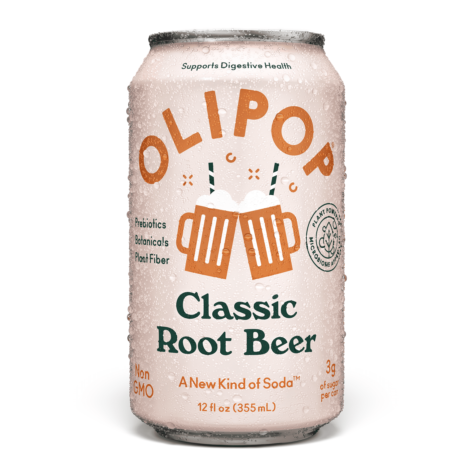 (12 pack) OLIPOP Prebiotic Soda, Classic Root Beer, 12 fl oz, Pantry Packs