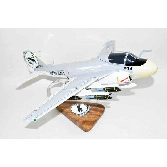 VA-35 Black Panthers A-6E USS Nimitz (156987) Intruder Model, 1/36th Scale, Mahogany, Navy