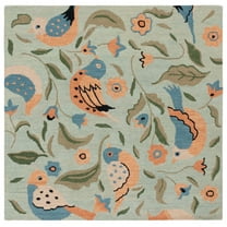 SAFAVIEH Blossom Megan Floral Wool Area Rug, Sage/Multi, 6' x 6' Square