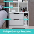 thumbnail image 3 of Nightstand with Charging Station Drawer Sofa End Side Table Bedroom Living Room, 3 of 7