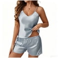 thumbnail image 3 of Bxsruta Women's Satin Cami Pajama Set V Neck Lace Trim Camisole Top Adjustable Spaghetti Straps Shorts Soft Breathable Comfortable Sleepwear Loungewear for Home Vacation Daily Wear, 3 of 6