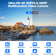 Campark 4K Video Camera Camcorder 48MP 3” Touch Screen Vlogging Camera for YouTube