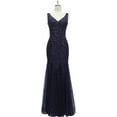 thumbnail image 2 of Sleeveless Double V-Neck Long Mermaid Sequin Formal Evening Dresses, 2 of 6