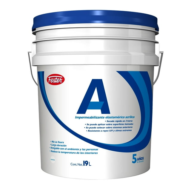 Impermeabilizante Elastomerico Acrilico Fester A5 5 Años 19 L Blanco