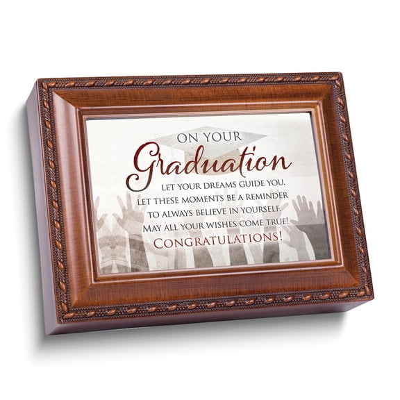 Woodgrain Resin Graduation Music Box: POMP and CIRCUMSTANCE QGM22923
