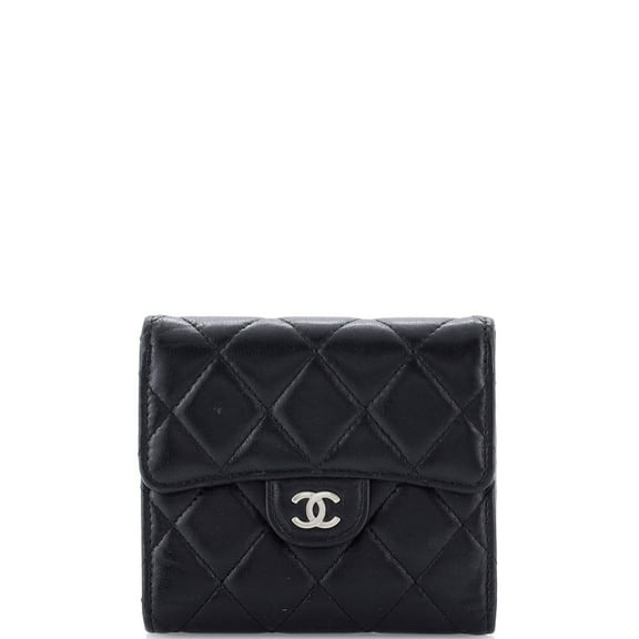 Pre-Owned Trifold Flap Wallet Quilted Lambskin Small By Rebag