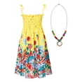 thumbnail image 2 of vastwit Kids Girls Bohemian Dress Off Shoulder Suspenders Sundress with Necklace Set for Beach Party Type F 130, 2 of 7