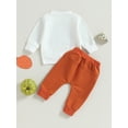 thumbnail image 4 of Fortune Baby Boy Thanksgiving Outfits Letter Print Long Sleeve Sweatshirt Elastic Pants 2 Piece Fall Clothes, 4 of 8