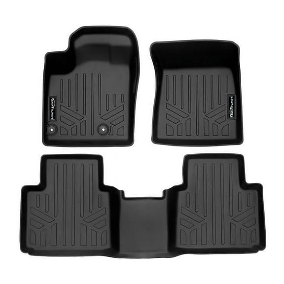 SMARTLINER Custom Fit Floor Mats 2 Row Liner Set Black Compatible With 2022-2025 Mitsubishi Outlander (Does not Fit PHEV or Sport Models)