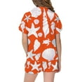 thumbnail image 4 of FINALGANG Girls Fashion Print 2 Piece Homewear Set Kids Short Sleeve Button Front Lapel Top Elastic Waisted Shorts Outfit For Casual Daily Home Relaxation Lovely Set, 4 of 4