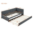 thumbnail image 7 of Upholstered Extendable Daybed With Trundle, Twin Size Sofa Bed With Soft Headback, Half Enclosed Bed Frame, No Needed Spring Box, Gray, 7 of 7