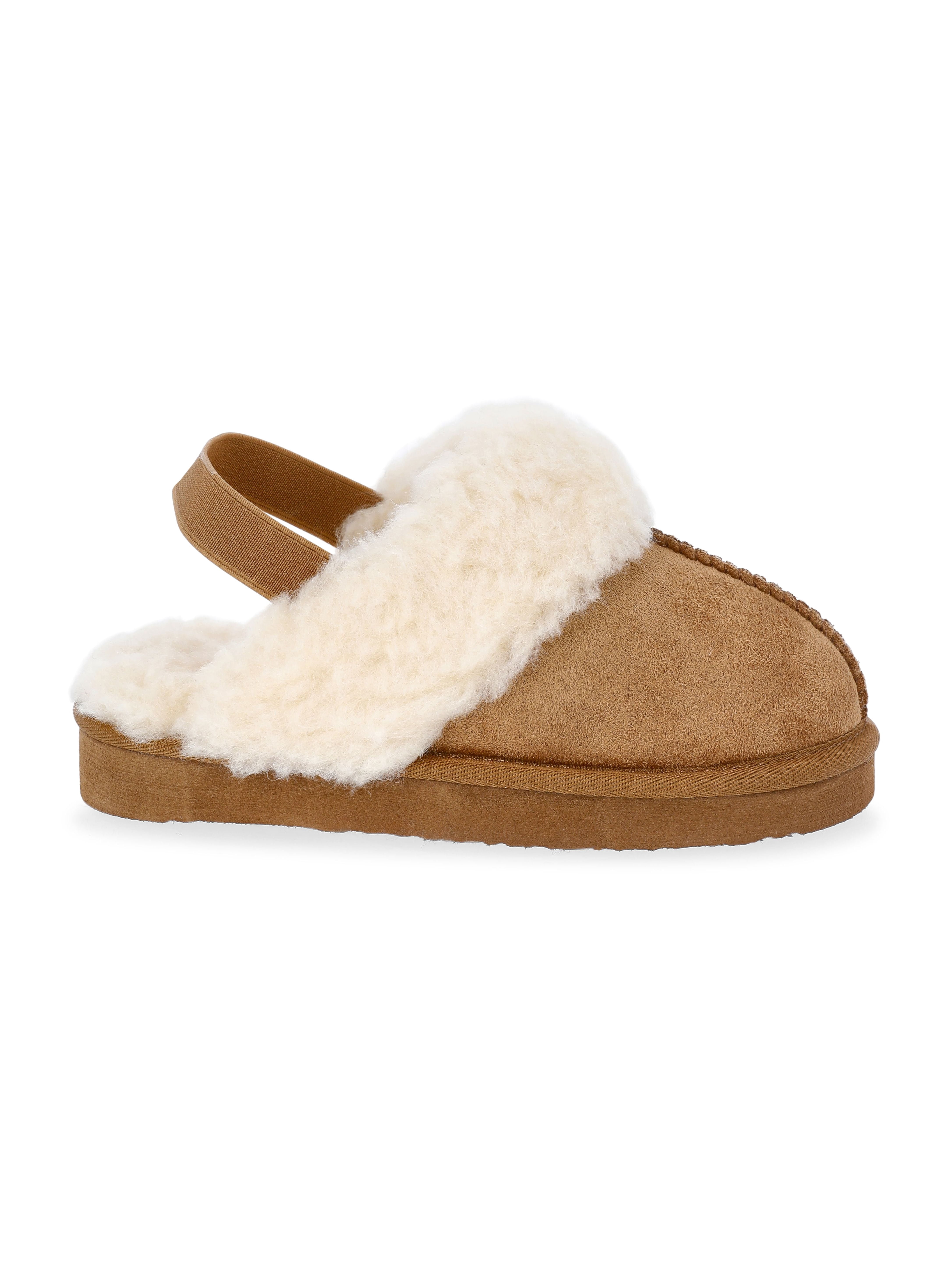 Pawz Girls Faux Shearling Slippers with Slingback Strap