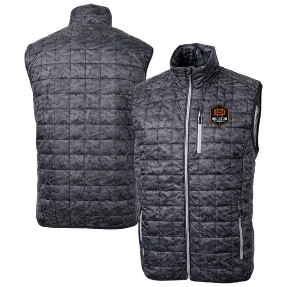 Men's Cutter & Buck Black Houston Dynamo FC Rainier PrimaLoft- Eco Insulated Printed Full-Zip Puffer Vest
