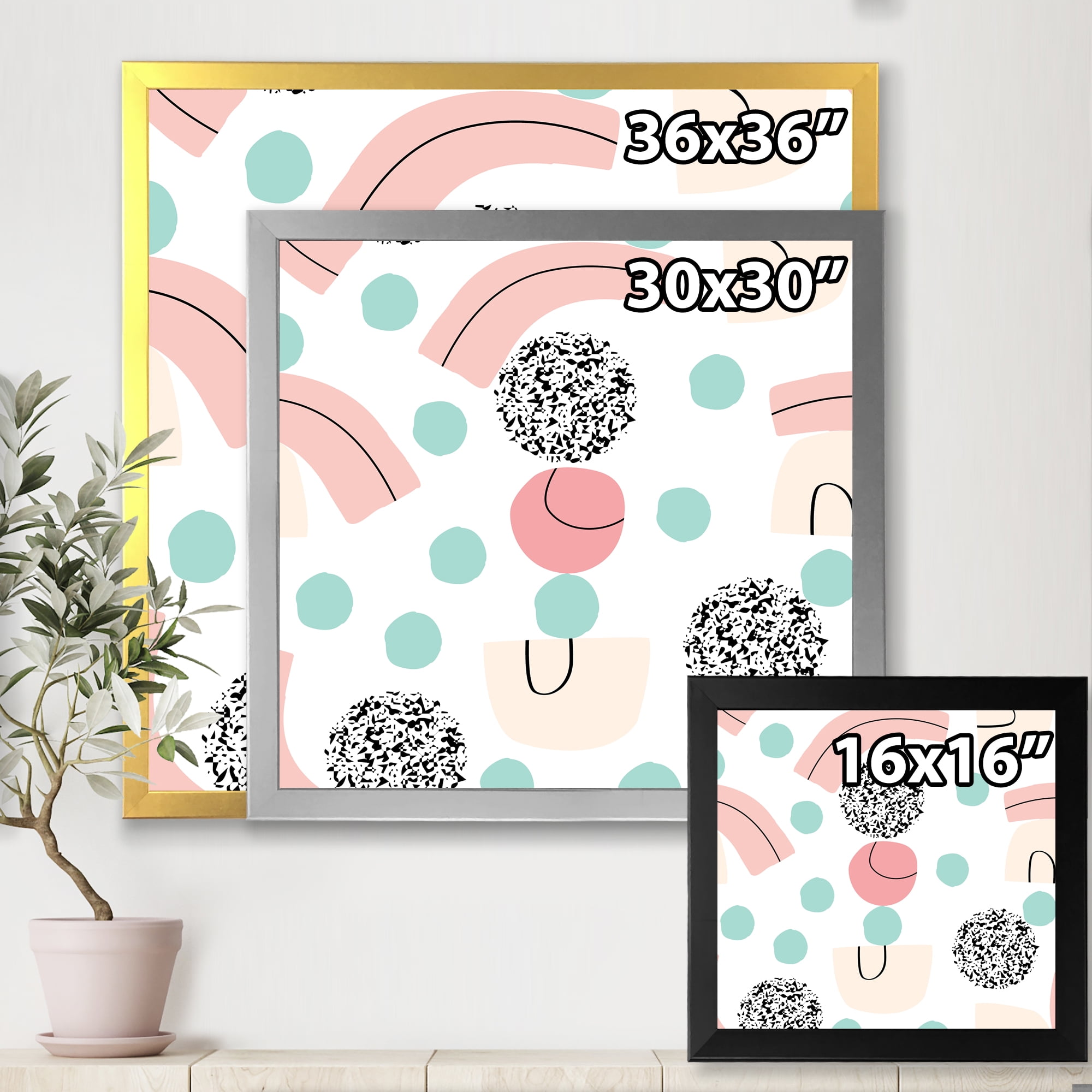 Designart 'Elements and Organic In Pastel Tones' Modern Framed Art Print
