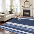 thumbnail image 3 of Vintage Navy Blue Striped Area Rug 8x10 Washable Rug Non Slip Farmhouse Modern Stripes Boho Large Area Rug Soft Stainresistant Indoor Floor Carpet for Living Room Bedroom Office Dining Room Nursery, 3 of 9