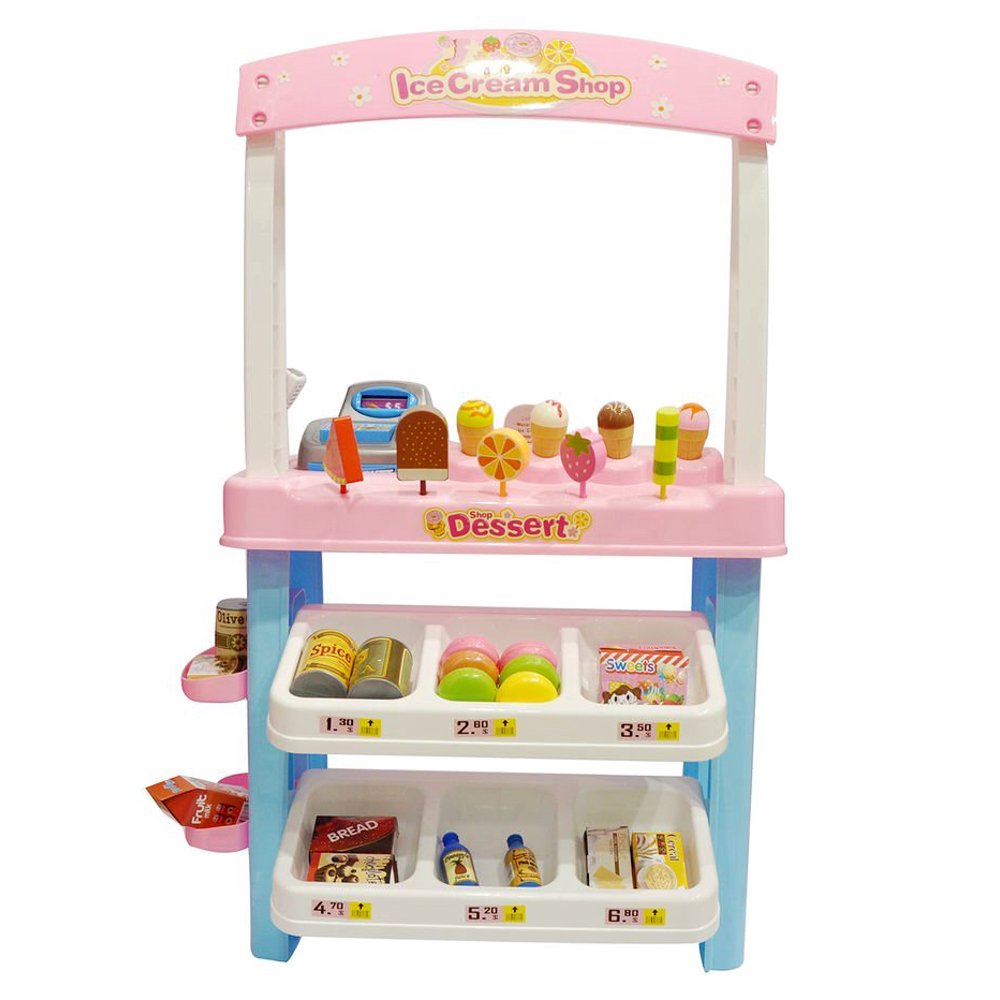 Ice Cream Shop 47 Piece Luxury Grocery Supermarket Pretend Playset (Pink)