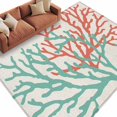 thumbnail image 2 of Teal Red Coral Area Rug 5x8 FT, Non Slip Bedroom Throw Carpet, Summer Ocean Nautical Coastal Rustic Burlap Washable Soft Floor Carpet Non-Shedding Rug for Living Room Nursery Dorm Office, 2 of 9