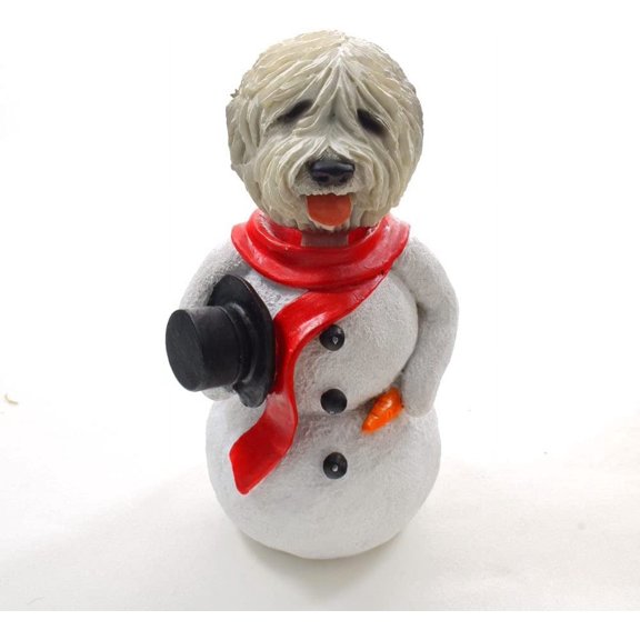 Old English Sheepdog Jolly Holidog Snowman Christmas Decoration Figurine Ornament